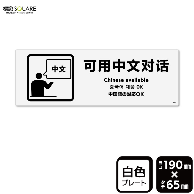 樂天商城 - 標識SQUARE　「中国語の対応 OK」　CTK6087　【プラスチックプレート】ヨコ型　横190mm×縦65mm