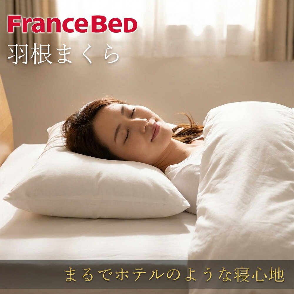 フェザーピロー 枕 フランスベッド フランス S シングル シングルサイズ 50×70 水鳥 吸湿発散 ホテル枕 ホテル仕様 羽根枕 マクラ まくら 快適 安眠枕 快眠枕 日本製 綿100％ フェザー ピロー キナリ 柔らかい 柔らかめ ソフト ふわふわ