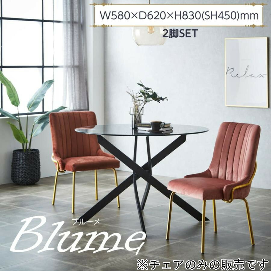 ダイニングチェア 2脚セット チェア 食卓椅子 ブルーメ 椅子 カフェチェア アイアン脚 blume ファブリ..