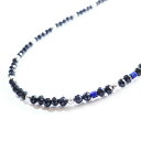 40cm ブラックスピネル ラピスラズリ ハーフデザイン チェーン ネックレス 2mm 3mm スピネル シルバー925 マグネット 天然石 ラピス パワースト...