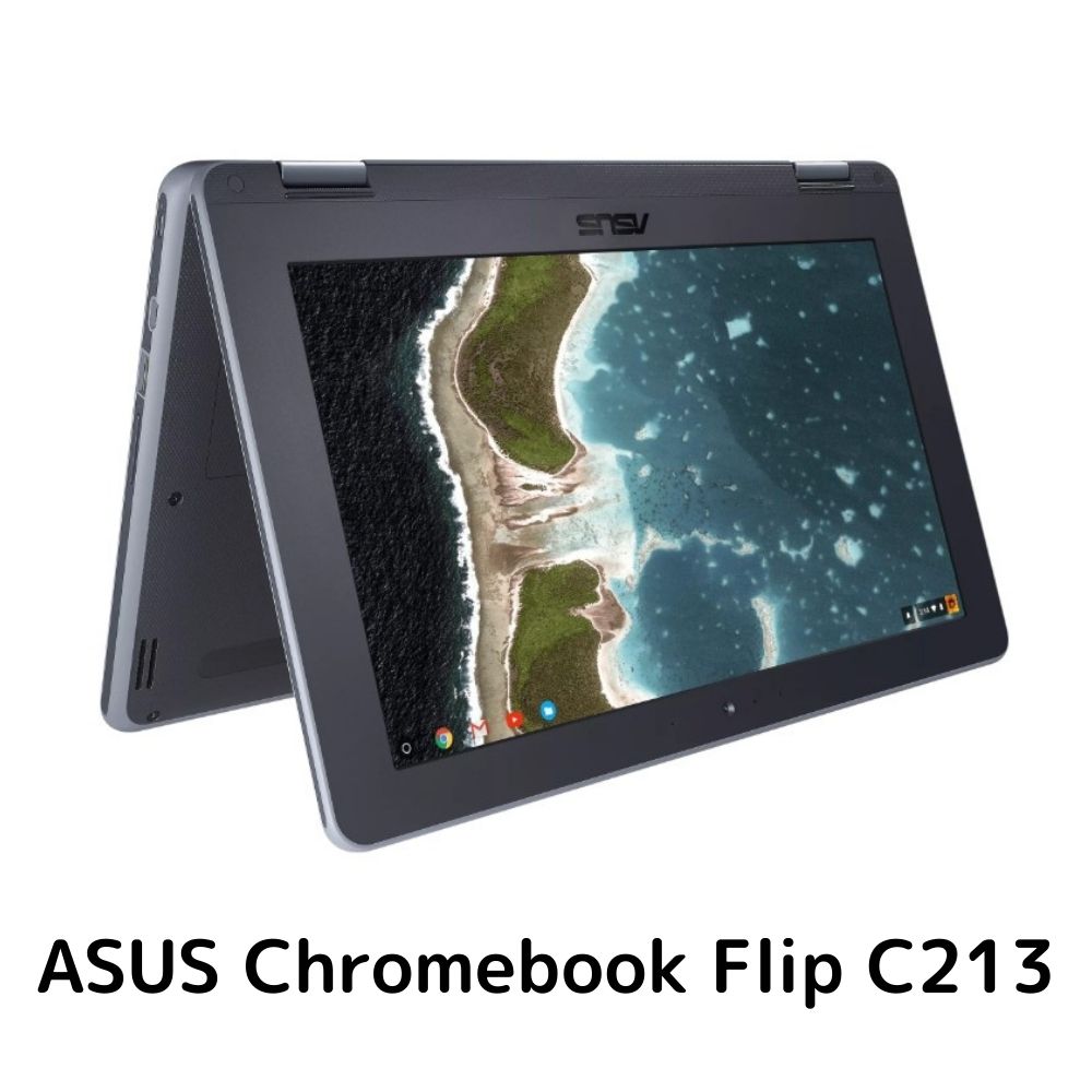 商品名/タイトル ASUS Chromebook Flip C213 2-in-1 ノートパソコン　※EMRペンは付属しておりません。状態ランクAS：新品N：未使用開封品A：美品です。使用感もほぼなく、綺麗な状態です。B：良品です。使用感や傷、汚れなどが多少あります。C：使用感や傷、汚れが多く、利用には個人差があります。J：ジャンク品状態美品です。使用感もほぼなく、綺麗な状態です。商品仕様/スペック・11.6ワイド（1366 x 768）型、1回のフル充電で最長約12時間駆動！・約12時間のロングバッテリーを搭載。・軍用基準の堅牢性を備えているので、筐体の耐久性が高く安心して使用できます。・液晶パネルが360度回転するため、ノートPCのように使って勉強をしたり、タブレットのように使って読書をしたり、ディスカッションをしたりするなど、その場にあったスタイルで使用可能です。・高さ120cmからの落下テスト後の稼動確認も行っており、基幹部品を保護する多くの対策が施されております。・本体の側面と四隅には、強化ナノ成形技術によって実現したゴム製の保護カバーを搭載しており、本体をぶつけたり落としたりした際の衝撃から本体を守ります。・亜鉛合金をベースにした液晶ヒンジはスチールプレートでしっかりと固定され、開閉を40,000回繰り返す耐久テストもクリアしているため、安心して使用できます。・本体の表面は、指紋が付きにくく傷も付きにくいため、きれいな状態を維持することができます。・手で持ったときに滑りにくいように、底面には滑り止めのグリップを2つ付けてあります。・360度回転できる液晶パネルは、自由に好きな角度で使えるだけでなく、タブレットスタイル、スタンドスタイル、テントスタイル、ノートPCスタイルの4つのスタイルに変形させて、使う場面に合わせた最適な使い方ができます。・画面の表面にはアンチグレア処理を施してあり、光の反射や映り込みを防ぎ、あらゆる環境で快適な視認性を実現します。・503万画素＋92万画素のデュアルカメラでビデオチャットや写真撮影をもっと便利に！もっと創造的に！ OS：Chrome OSCPU：Intel Celeron N3350メモリ：4GBストレージ：32GB eMMCバッテリー：約12時間画面サイズ：11.6インチBluetooth：あり入力コネクター：USB 3.1 Type-C ×2USB 3.1 Type-A ×2microSD カードリーダーイヤホン／マイクコンボ端子カラー：ブラックサイズ：(H)20.6× (W)307× (D)199mm　質量：約1.26kg取り扱い/注意事項【保証】・ご購入から30日以内による商品の初期不良については交換または返金で対応致します。・落下や水没などの不注意による故障は保証の対象外となりますのでご了承ください。【注意事項】・通信の利用可否はこちらでは分からないためキャリアまでご確認ください。・利用制限△は、現状問題なく利用できますが、債務の不履行等によりご利用が制限される可能性がございます。・モニターの発色の具合によって実際のものと色が異なる場合がございますのでご了承ください。・すり替え防止のため一部商品のIMEIやシリアルナンバーを控えておりますのでご了承ください。・間違い購入での返品は未開封の場合のみ送料お客様負担にてお受けすることが可能です。＜商品キーワード＞ASUS Chromebook Flip C213 C213NA-N3350 ランクA 2-in-1 ノートパソコン タブレット PC11.6インチ Chrome OS Intel Celeron N3350 メモリ 4GB ストレージ 32GB フルHD Bluetooth マルチタッチパネル 高耐久性 アンチグレア 人気 中古ノートパソコン