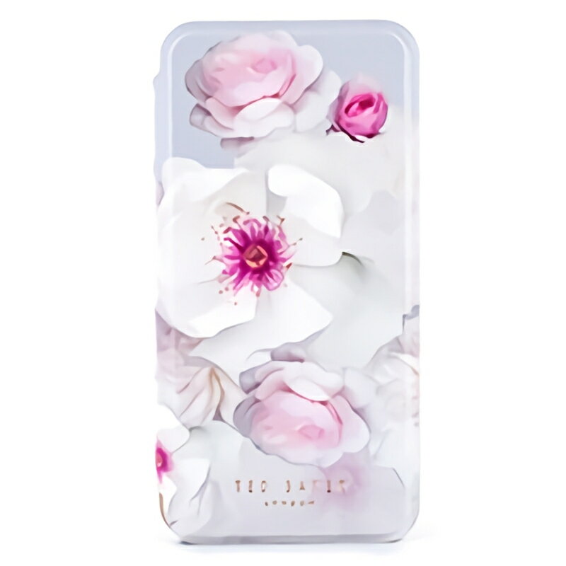 TED BAKER iPhone X XS マルチ NAILBISE Chelsea Grey WHITE チェルシー グレー ホワイト 花柄 スマホケース Apple アップル アイフォン 10 手帳型 ブックタイプ ミラー付き ボタニカル ファッ…