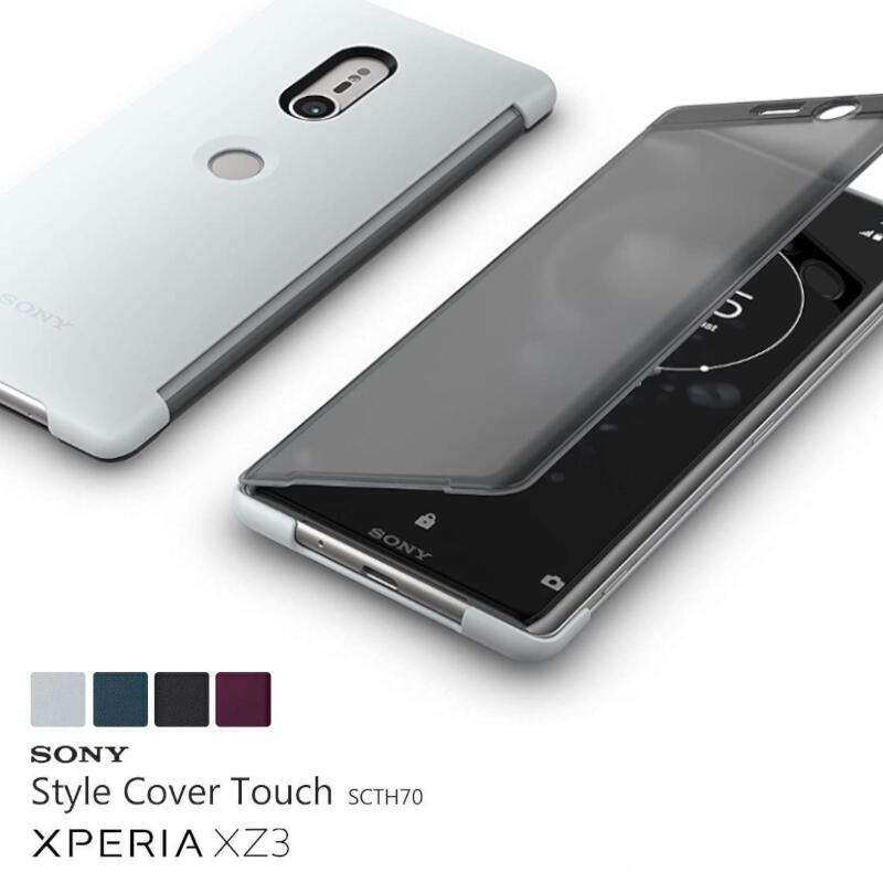 純正品 SONY XPERIA XZ3 グレー スマホケース 手帳型 閉じたまま操作 置くだけ充電 Qi対応 Style Cover Touch SCTH70 SO-01L SOV39 ソニー エクスペリア ブックタイプ