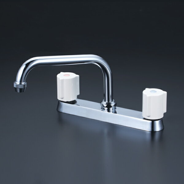 【KM8GN】 KVK キッチン 2ハンドル混合水栓 取付ピッチ204mm 200mmパイプ付