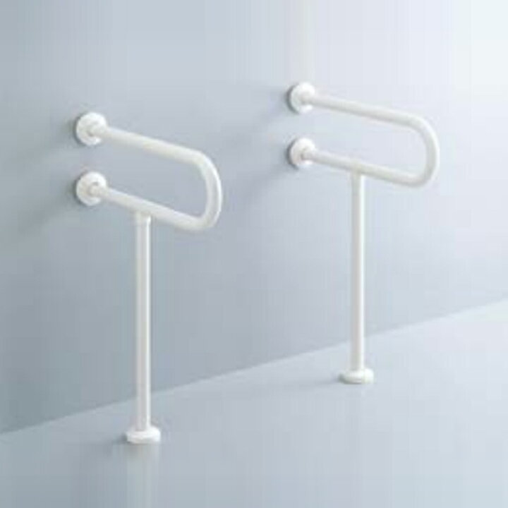 【KF-312AE55J/LA1】リクシル 洗面器用手すり(壁床固定式) 樹脂被覆タイプ LA1(カラーズレッド) 受注生..