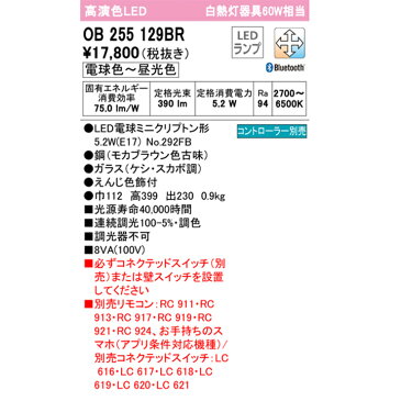 【OB255129BR】オーデリック ブラケットライト 60W 電球色-昼光色 LED 調色・調光器不可 コントローラー別売 ODELIC