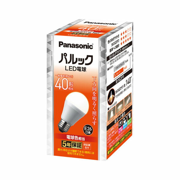 【LDA4L-H/S/4】パナソニック パルック LED電球 4.4W（電球色相当） 40形相当 LDA4LHS4 【panasonic】