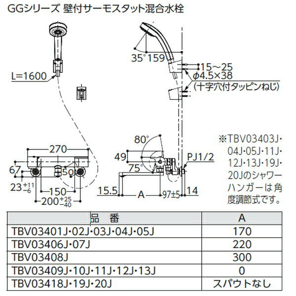 【TBV03403J】TOTO 壁付サーモスタット混合水栓 GGシリーズ コンフォートウエーブめっき 【トートー】 2
