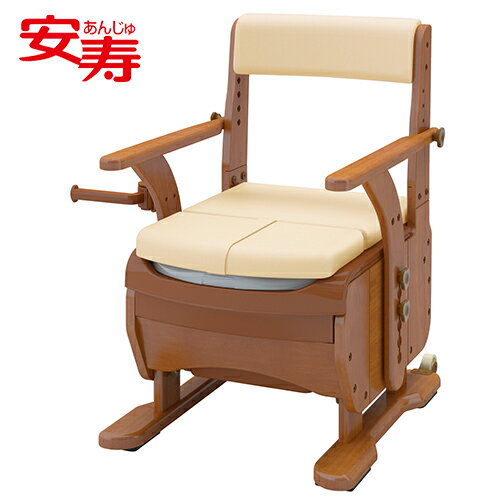 ポータブルトイレ アロン化成 家具調トイレ セレクトR ひじかけノーマル 暖房便座ワイド 【 サイズ：56cm × 58cm × 75cm～90cm 重量：17.4kg 】材質：天然木、合成皮革、PVC、ウレタンフォーム、PP アロン化成 【 送料無料 】