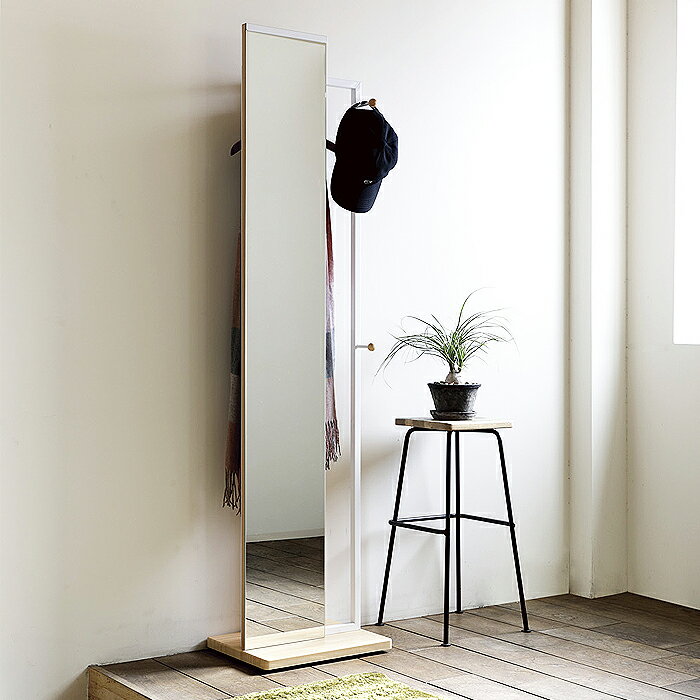 KOEKI スタンドミラー ミラー 鏡 ハンガー スチール 家具 リビング 玄関 家 ハンガー付ミラー HM-400 【W400×D300×H1630】モダン スタイリッシュ シンプル おしゃれ お洒落 インテリア ブラウン/ナチュラル HM-400 弘益 [2]