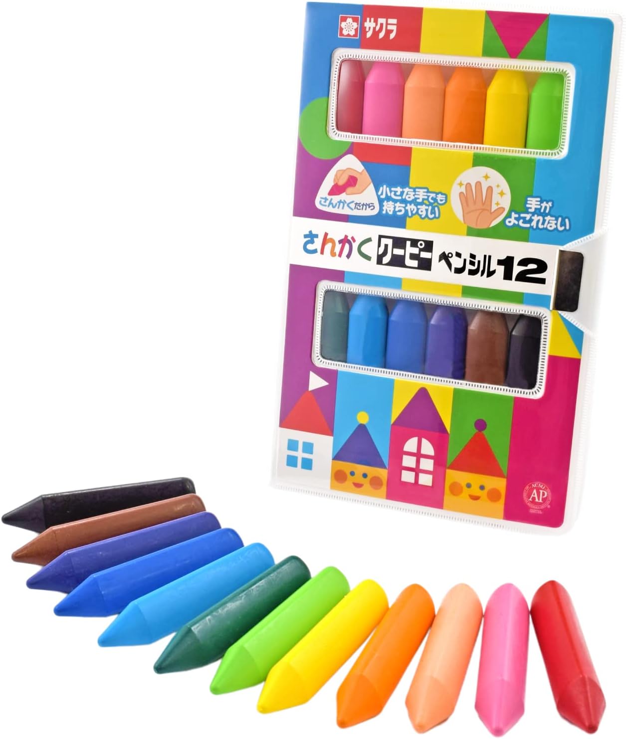 サクラクレパス FYL12さんかくクーピーペンシル 12色【ぬりえ おえかき 三角 幼児 プレゼント】のサムネイル