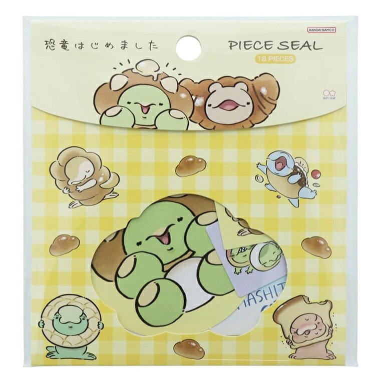 パッケージ窓からシールが覗く 【特長】大・小のシールが入ったフレークシール 【本体サイズ】大:W60×H60mm程度 小:W25×H25mm程度 【内容】シール大:3柄 各2枚 計6枚/シール小:6柄 各2枚 計12枚 【パッケージ】台紙付PP袋、約W105×H110×D1mm【材質】紙