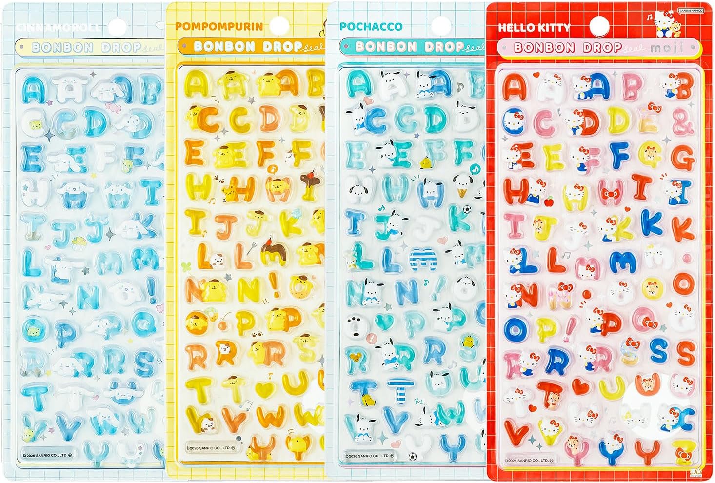 【7月19日分】ボンボンドロップシール もじ Aセット 4個入り 【重複、複数回全てキャンセル】【同日お一人様、1回のみ、1種類、ひと柄までの購入】【梱包済み商品のため同梱不可】