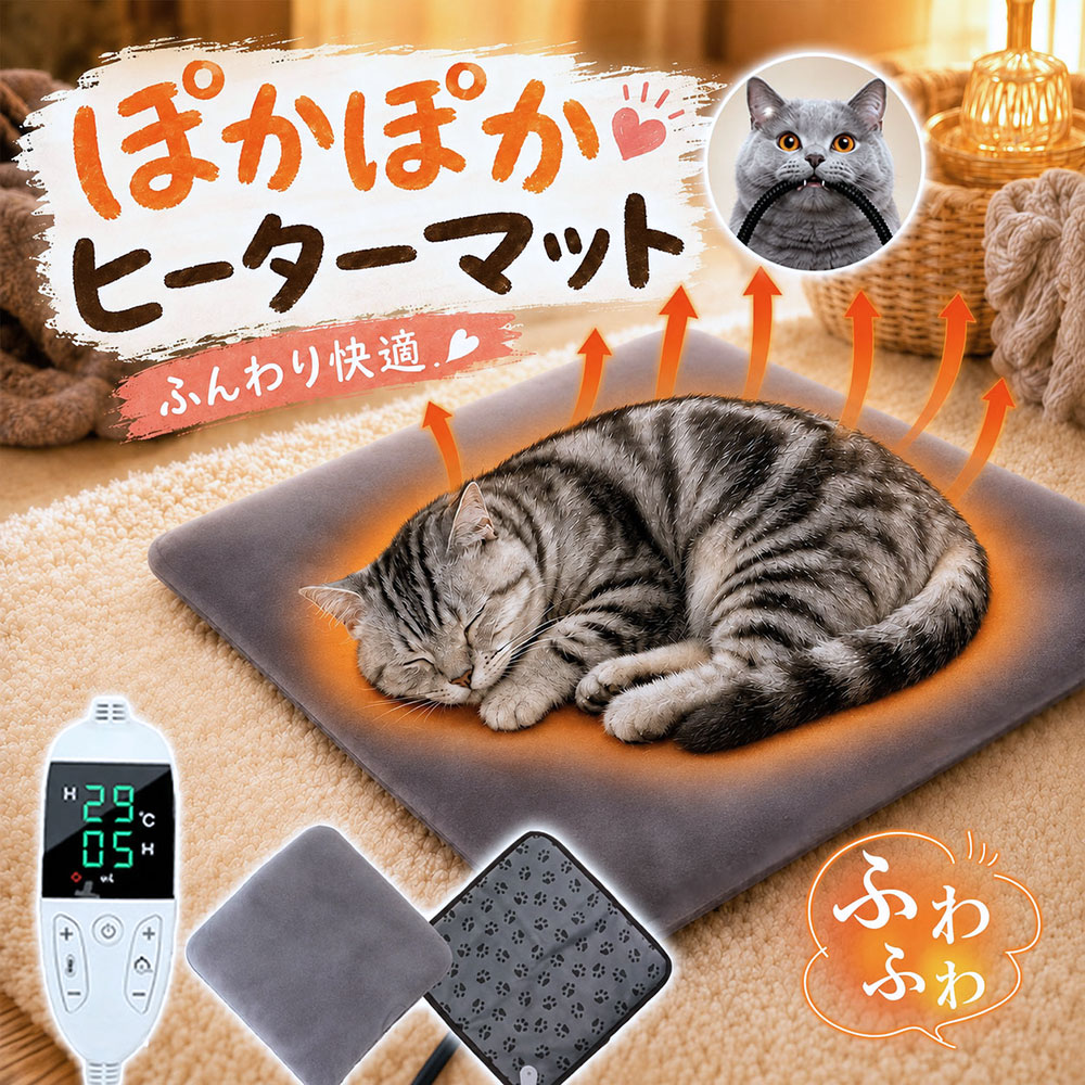 【10/31まで5倍ポイント+100円OFF】ペット用 ホットカーペット ヒーターマット 犬 猫 温度調節 タイマー付き 電気毛布 洗えるカバー ペットベッド ふわふわ 温かい 過熱保護 加熱パッド 加熱マット ホットヒーター