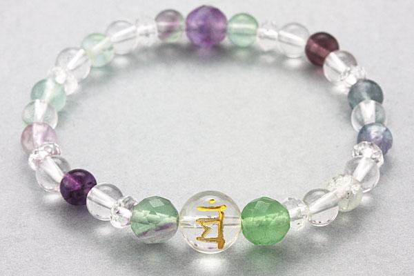 【ブレスレット】梵字 (女性用) マン・フローライト 【パワーストーン 天然石 アクセサリー レディース】