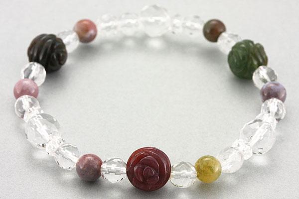 乐天商城 - 【ブレスレット】薔薇 インディアンアゲート 【パワーストーン 天然石 アクセサリー レディース メンズ】