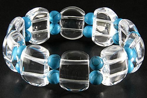 乐天商城 - 【ブレスレット】天然水晶バングル ターコイズ(練り) ※DM便・ネコポス不可※ 【パワーストーン 天然石 アクセサリー レディース メンズ】