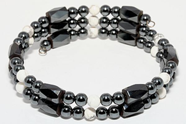 【ブレスレット】磁気ヘマタイトぐるぐるブレス ホワイトハウライト 【パワーストーン 天然石 アクセサリー レディース メンズ】