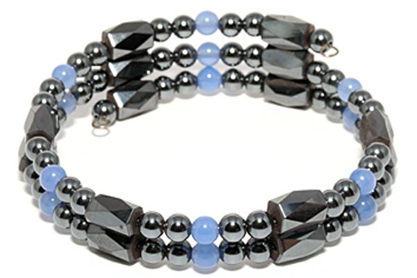 【ブレスレット】磁気ヘマタイトぐるぐるブレス ブルーメノウ 【パワーストーン 天然石 アクセサリー レディース メンズ】