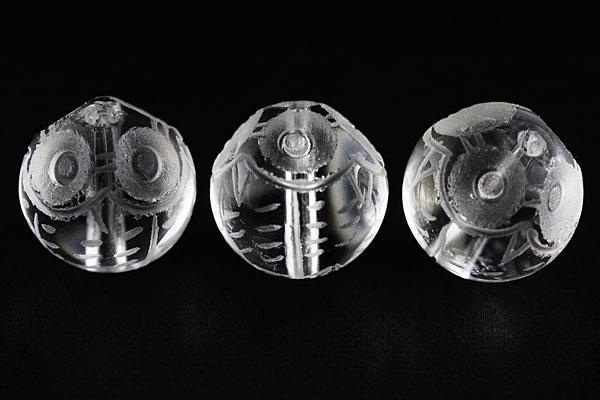 乐天商城 - 【彫刻ビーズ】水晶 12mm (素彫り) 四面ふくろう [1粒売り(バラ売り)] 【パワーストーン 天然石 アクセサリー】