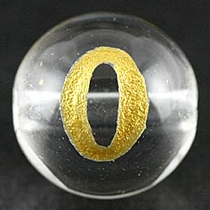 乐天商城 - 【彫刻ビーズ】水晶 8mm (金彫り) 数字「0」 (横穴) [1粒売り(バラ売り)] 【パワーストーン 天然石 アクセサリー】