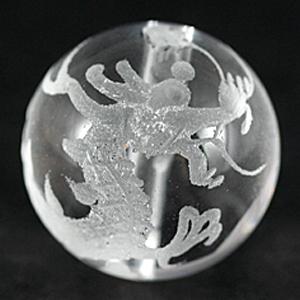 【彫刻ビーズ】水晶 14mm (素彫り) 青龍 [1粒売り(バラ売り)] 【パワーストーン 天然石 アクセサリー】