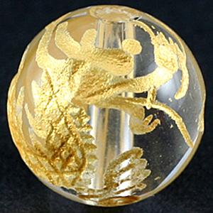 【彫刻ビーズ】水晶 10mm (金彫り) 五爪龍 [1粒売り(バラ売り)] 【パワーストーン 天然石 アクセサリー】のサムネイル
