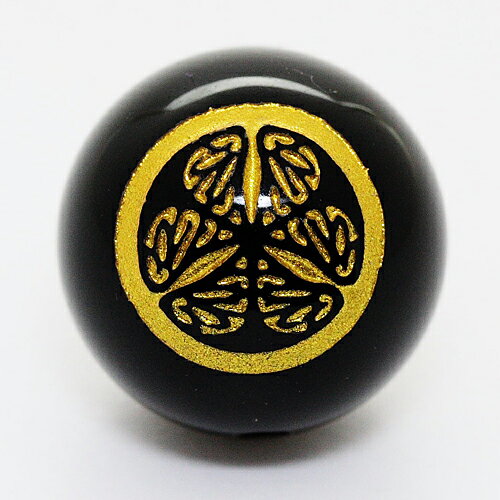 Genuine, Semi-Precious Stones - 【彫刻ビーズ】オニキス 14mm (金彫り) 戦国武将「徳川家康」(縦穴) [1粒売り(バラ売り)] 【パワーストーン 天然石 アクセサリー】