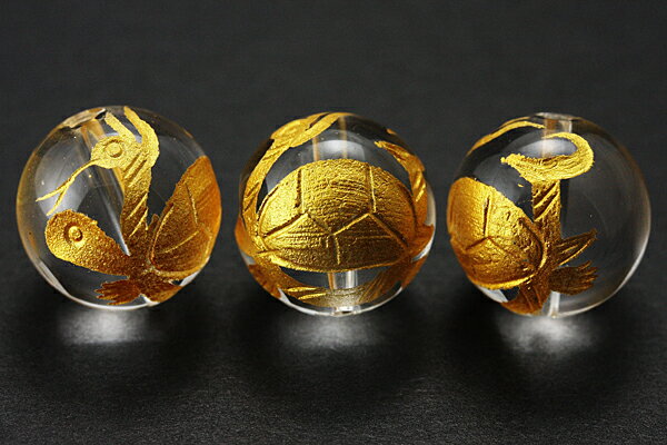 乐天商城 - 【彫刻ビーズ】水晶 14mm (金彫り) 玄武 [1粒売り(バラ売り)] 【パワーストーン 天然石 アクセサリー】