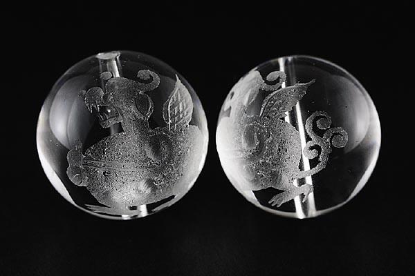 Genuine, Semi-Precious Stones - 【彫刻ビーズ】水晶 20mm (素彫り) 貔貅(ひきゅう)左向き [1粒売り(バラ売り)] ※DM便・ネコポス不可※ 【パワーストーン 天然石 アクセサリー】