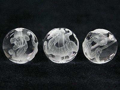 Genuine, Semi-Precious Stones - 【彫刻ビーズ】水晶 12mm (素彫り) 白虎 [1粒売り(バラ売り)] 【パワーストーン 天然石 アクセサリー】