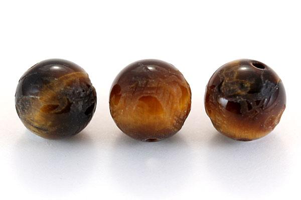 【彫刻ビーズ】タイガーアイ 8mm (素彫り) 五爪龍 [1粒売り(バラ売り)] 【パワーストーン 天然石 アク..