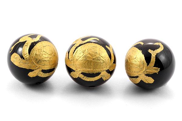 【彫刻ビーズ】オニキス 16mm (金彫り) 玄武 [1粒売り(バラ売り)] 【パワーストーン 天然石 アクセサリ..