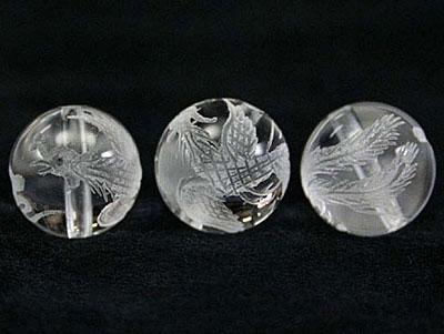 乐天商城 - 【彫刻ビーズ】水晶 12mm (素彫り) 鳳凰 [1粒売り(バラ売り)] 【パワーストーン 天然石 アクセサリー】