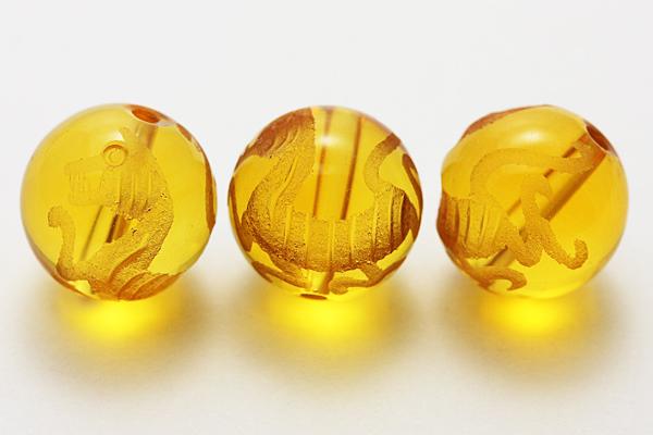 Genuine, Semi-Precious Stones - 【彫刻ビーズ】シトリン 10mm (素彫り) 白虎 [1粒売り(バラ売り)] 【パワーストーン 天然石 アクセサリー】