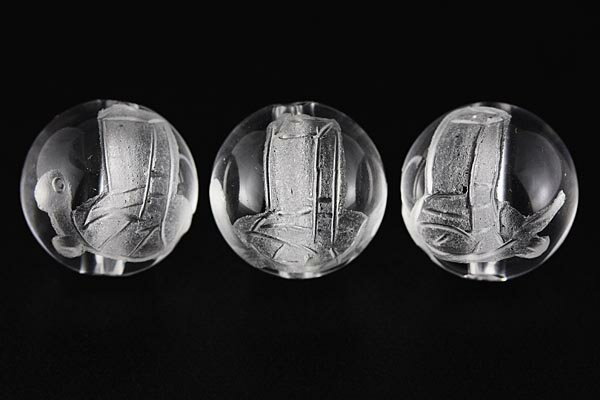 African Beads - 【彫刻ビーズ】水晶 10mm (素彫り) 「龍生九子」長男「ビシ」 [1粒売り(バラ売り)] 【パワーストーン 天然石 アクセサリー】