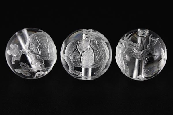 【彫刻ビーズ】水晶 10mm (素彫り) 「龍生九子」六男「バシャ」 [1粒売り(バラ売り)] 【パワーストーン 天然石 アクセサリー】