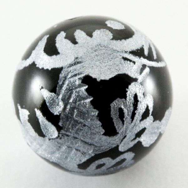 乐天商城 - 【彫刻ビーズ】オニキス 10mm (銀彫り) 五爪龍 [1粒売り(バラ売り)] 【パワーストーン 天然石 アクセサリー】