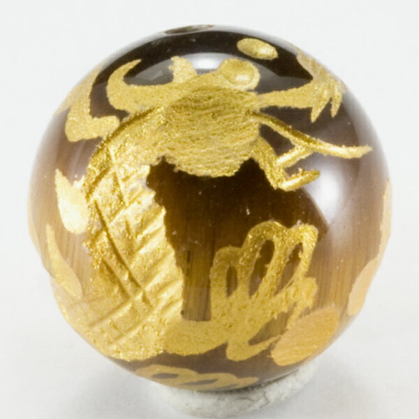 【彫刻ビーズ】タイガーアイ 14mm (金彫り) 五爪龍 [1粒売り(バラ売り)] 【パワーストーン 天然石 アク..