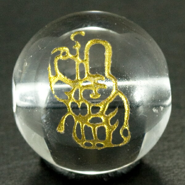 乐天商城 - 【彫刻ビーズ】水晶 12mm 線彫り (金彫り) 七福神 「福禄寿」 [1粒売り(バラ売り)] 【パワーストーン 天然石 アクセサリー】