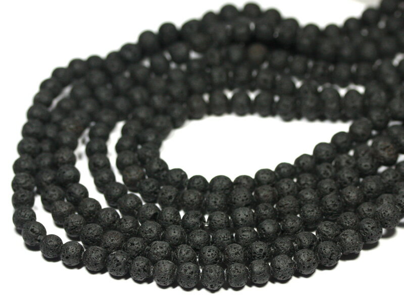 乐天商城 - 【丸ビーズ】ラバストーン(溶岩) 6mm (ブレスレット約1本分) 【パワーストーン 天然石 アクセサリー 半連売り】