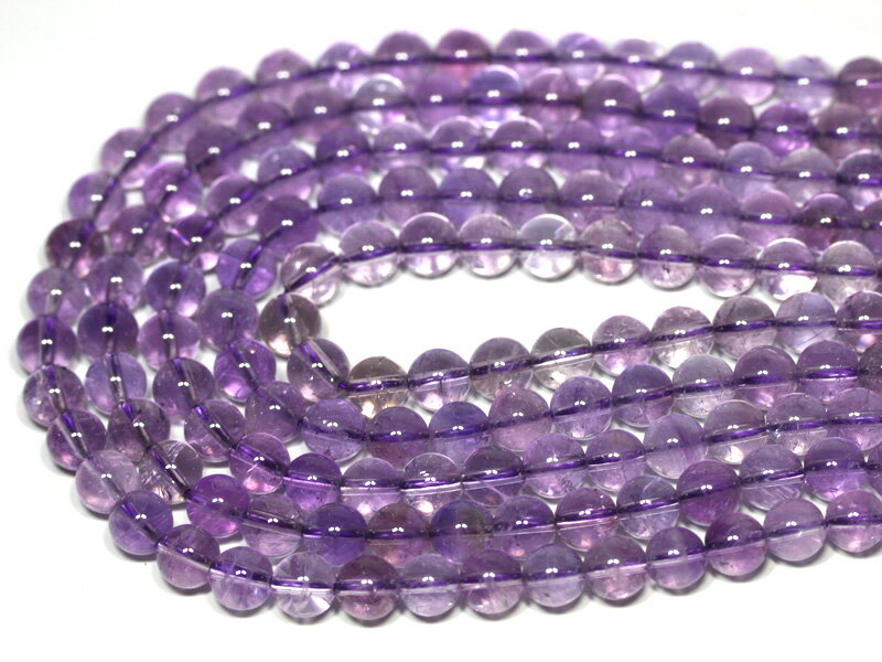 乐天商城 - 【丸ビーズ】ラベンダーアメジスト 8mm (ブレスレット約1本分) 【パワーストーン 天然石 アクセサリー 半連売り】