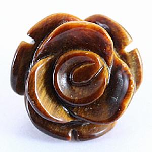 【モチーフビーズ】薔薇 (立体) 12mm タイガーアイ [1粒売り(バラ売り)] 【パワーストーン 天然石 アク..