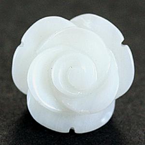 乐天商城 - 【モチーフビーズ】薔薇 (立体) 12mm ホワイトジェード [1粒売り(バラ売り)] 【パワーストーン 天然石 アクセサリー】