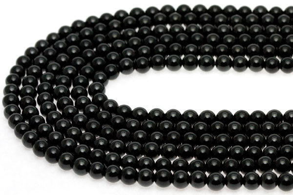 【丸ビーズ】スピネル(ブラック) 4mm 【パワーストーン 天然石 アクセサリー 1連売り】