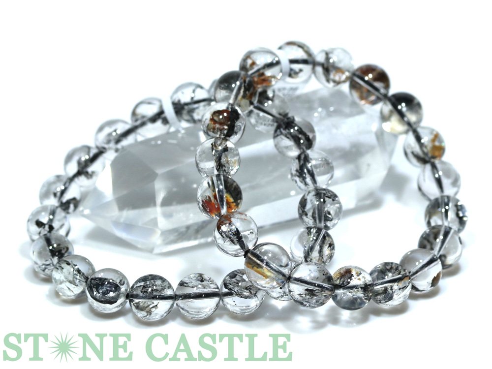 ☆高品質☆【ブレスレット】天然ブラックオーラクォーツ (約10〜10.5mm)【パワースト...