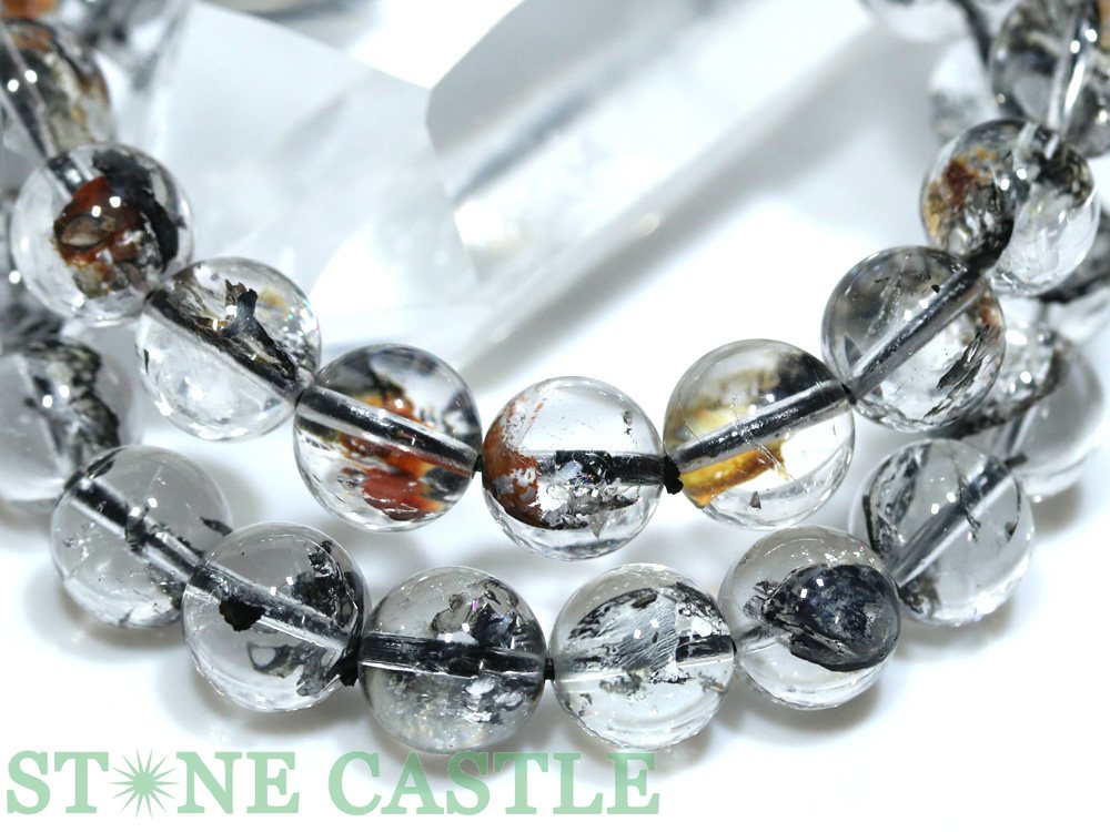 ☆高品質☆【ブレスレット】天然ブラックオーラクォーツ (約10〜10.5mm)【パワースト...