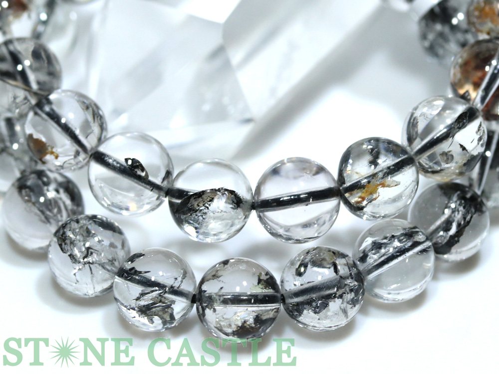 ☆高品質☆【ブレスレット】天然ブラックオーラクォーツ (約10〜10.5mm)【パワースト...