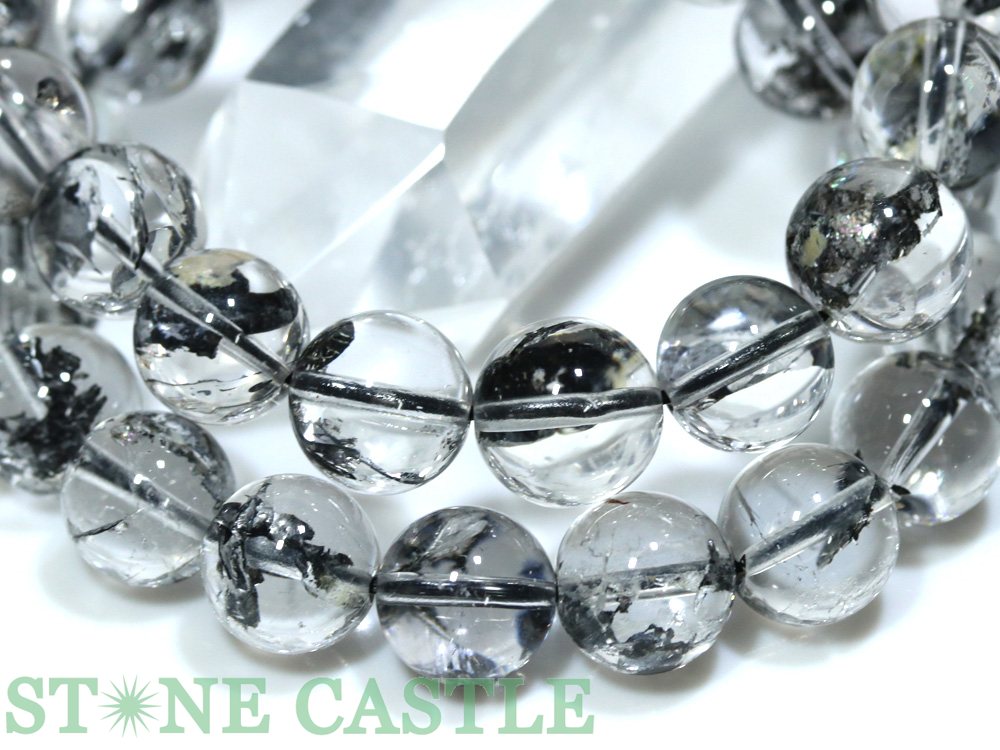 ☆高品質☆【ブレスレット】天然ブラックオーラクォーツ (約12〜12.5mm) (ケース付)...