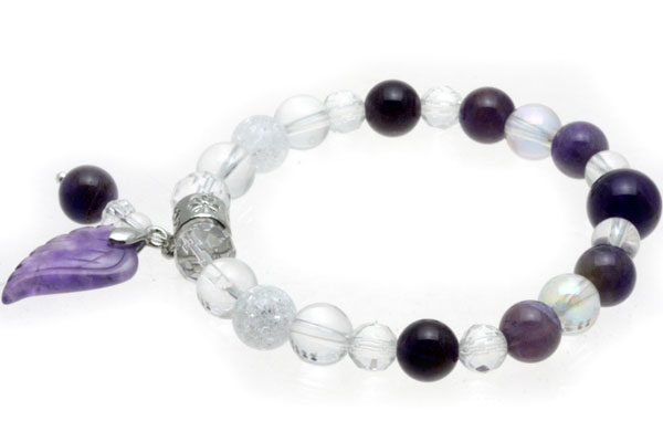 【ブレスレット】天使の羽ブレスレット アメジスト 【パワーストーン 天然石 アクセサリー レディース メンズ】